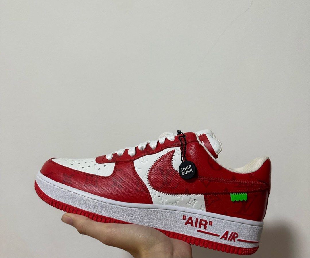 Louis Vuitton x Virgil Abloh Red Nike Air Force 1 Low Men s Fashion Footwear Sneakers on Carousell