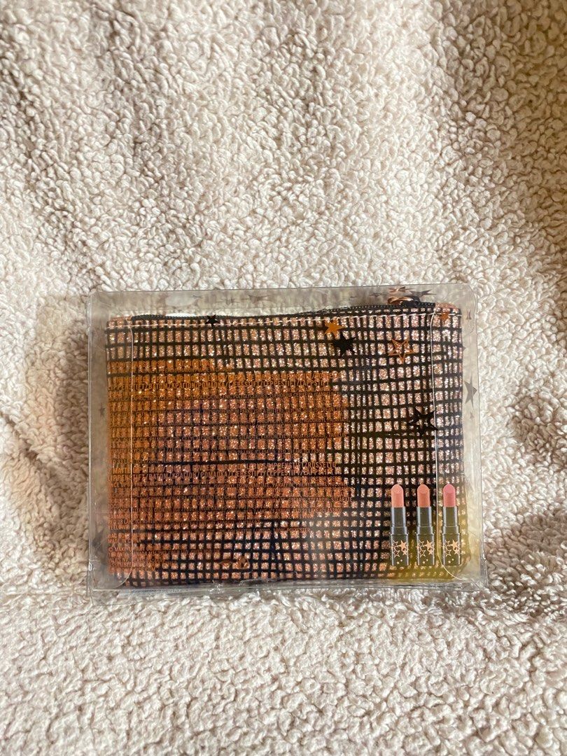 MAC lucky stars lipstick kit (Category: Makeup) located in Manila. Submitted by shopperaccoo (Listing ID 1300501925, Image 2). Description: Original from US 3 mini lipsticks with pouch. Perfect as a gift! Brand New.