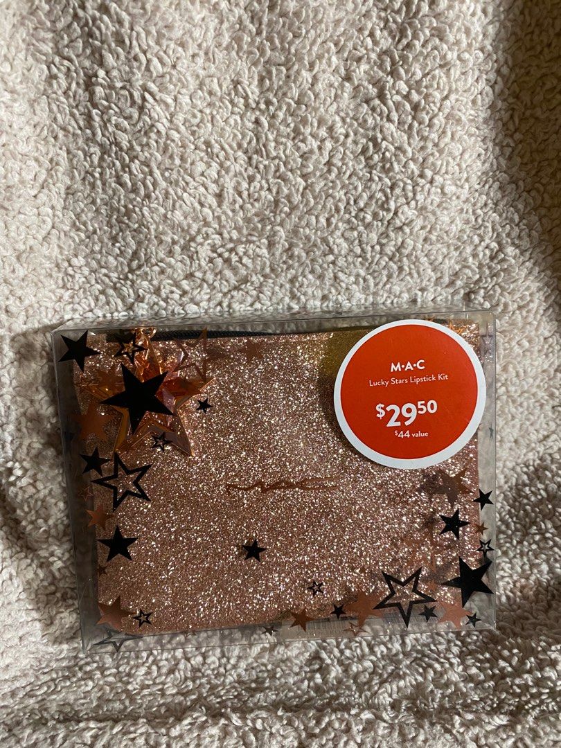 MAC lucky stars lipstick kit (Category: Makeup) located in Manila. Submitted by shopperaccoo (Listing ID 1300501925, Image 1). Description: Original from US 3 mini lipsticks with pouch. Perfect as a gift! Brand New.