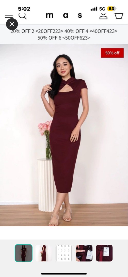 MDS Maroon Cheongsam Dress