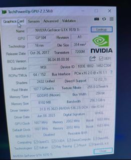 Nvidia Geforce GTX 1070 ti 8gb ddr5