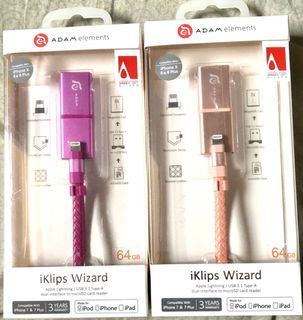 Original Adam Elements iKlip Wizard  iDrive OTG 64gb 3-in-1 Lightning / microSD / USB External Drive 3.1 / MFi Certified  / Photo Video Backup for  Apple iPhone  / iPad / macOS and Windows OS