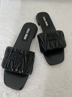 ORIGINAL Miu Miu Matelassé nappa leather slides