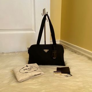Authentic Preloved Prada  Black Tessuto Zippy Shoulder Bag in Silver Hardware