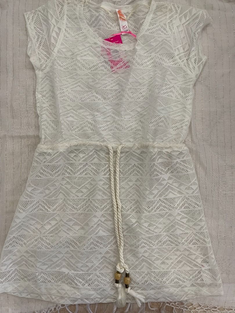 primark cream dress Women's White V-Neck Crinkle Mini Dress