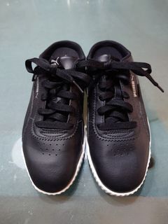 Puma Carina Black Leather Mules Slip-on Sneakers