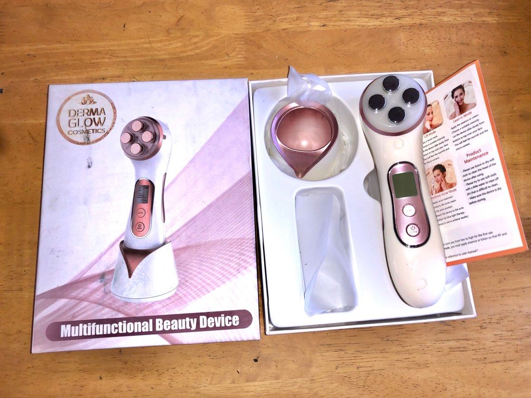 RF portable Multifunctional Beauty DEVICE BY DERMAGLOW (Category: Face Care) located in Pasig City. Submitted by jamcolecciones (Listing ID 1300523975, Image 2). Description: Rarely used. Bought this for 5K. Charger is Bluetooth usb type. This is a portable RF. Best used with your beauty serum or RF facial cream. Works perfectly. Tamad lang ako talaga… lol All settings are working. .