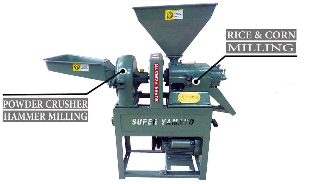 Rice Mill and Powder Crusher 2-in-1 (Category: Industrial Equipment) located in Polangui. Submitted by itsme_ceejay (Listing ID 1300582825, Image 2). Description: 2 in 1 Super Yamato Rice Mill and Powder Crusher Product Overview: Name: 2 in 1 Super Yamato Rice Mill and Powder Crusher Functionality: 1. Rice Mill: Efficiently processes rice grains, removing husks and producing clean rice. 2. Powder Crusher: Crushes various materials into fine powde