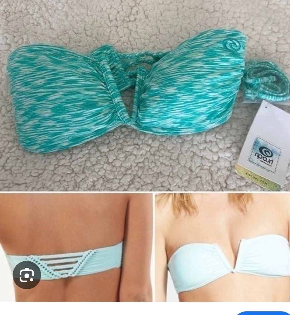 Ripcurl Bandeau Bikini Top (S) (Category: Bikinis & Swimsuits) located in Manila. Submitted by sheelavie (Listing ID 1300496629, Image 2). Description: Ripcurl Bandeau Bikini Top (S) Brand: Ripgurl Size: S (32-34) Color: Teal Condition: 9/10 Detail/s: Lightly used - Bought from Cali - Padded - Unique back design .