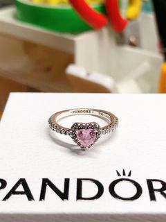 SALE💖 PANDORA ELEVATED HEART PINK RING SILVER