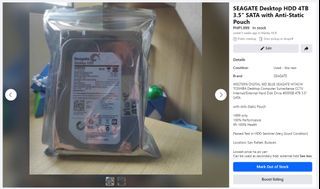 SEAGATE Desktop HDD 4TB 3.5" SATA with Anti-Static Pouch LIKE NEW