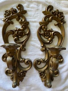 Set of 2 Vintage Syroco Scone Wall Candle Holder
