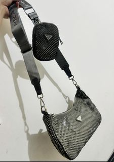 Studded sling prada bag with pouch
