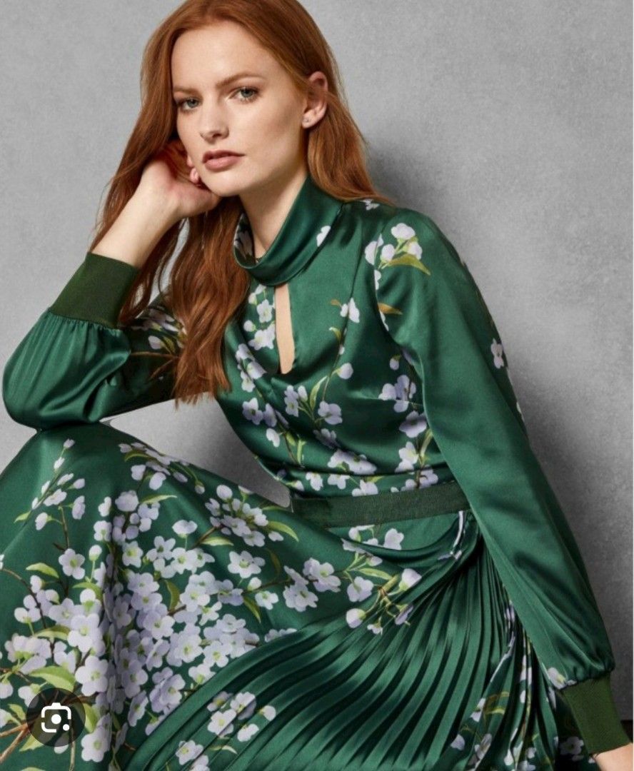 Ted baker green silk dress hotsell