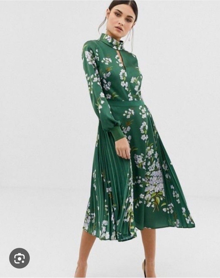 Ted baker green satin dress shop