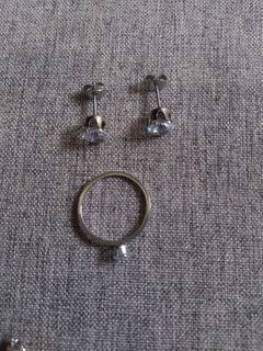 Titanium Silver SIZE 6 RING EARRINGS SET