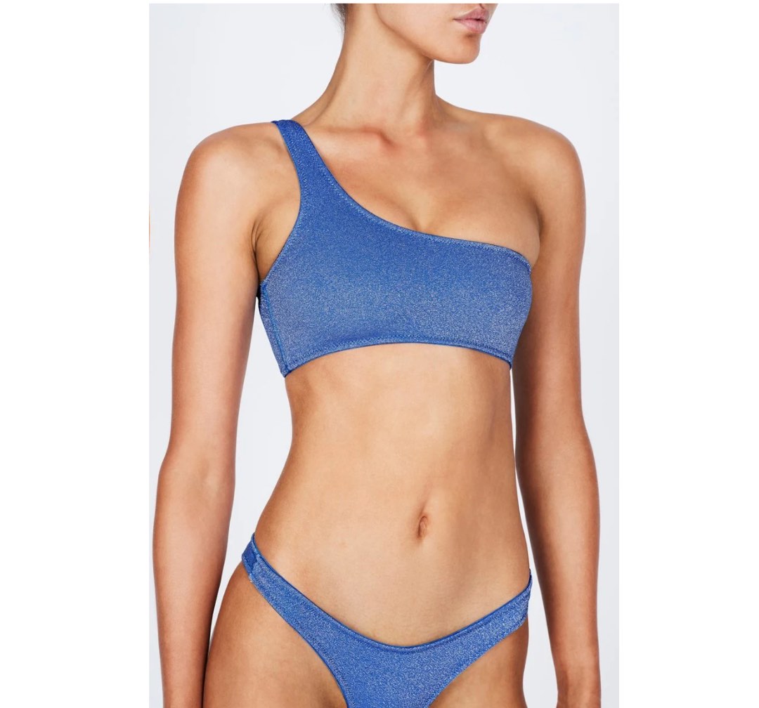 Triangl one shoulder blue sparkly bikini