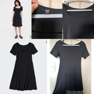 Uniqlo square neck black dress