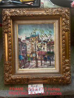 Vintage Painting on canvass Victorian Solid wood frame with glass 2.4 Kilos