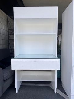 Wall Divider with Desk and Shelves