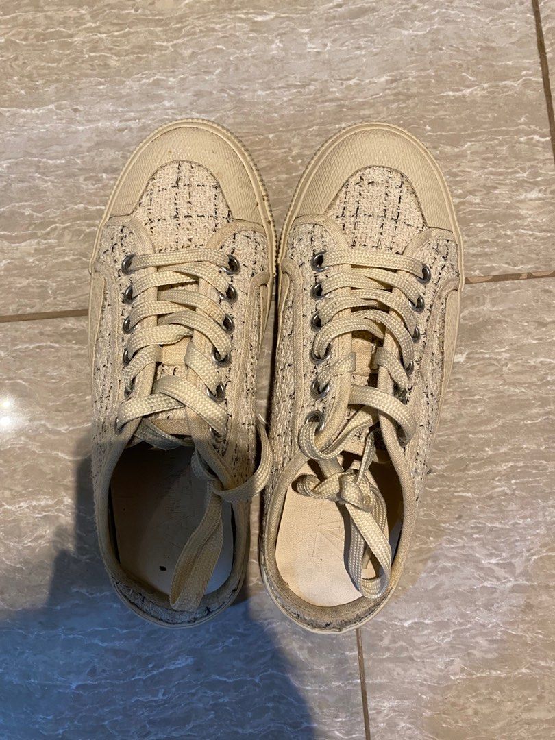 Zara tweed slip ons