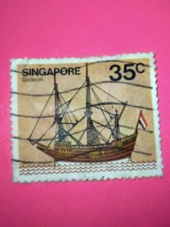 (1980) Singapore Galleon 35 Cent Stamp Ship Collectible Vintage Old Print Singaporean Asia Collector Stamps Prints Retro Postage Asian Collection Post Historical Ships Pirate History Pirates