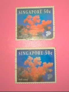 (1994) [TAKE ALL x2] Singapore Soft Coral 50 Cent Stamp Set Sea Aquatic Series Collectible Vintage Old Print Stamps Asian Coral Collector Prints Asia Retro Postage Singaporean Circa Collection Corals