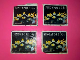 (1994) [TAKE ALL x4] Singapore Nudibranch 35 Cent Stamp Set Sea Aquatic Series Collectible Vintage Old Print Stamps Asian Coral Collector Prints Asia Retro Postage Singaporean Circa Collection Philatelic Posts