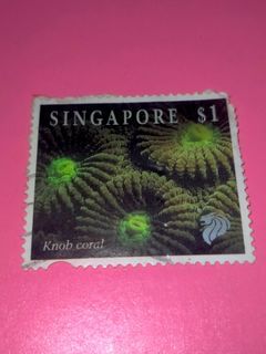 (1997) Singapore Corals Series $1 Knob Coral Stamp Collectible Vintage Old Print Singaporean Asia Collector Retro Postage Prints Stamps Sea Collection Asian Post Philatelic Posts
