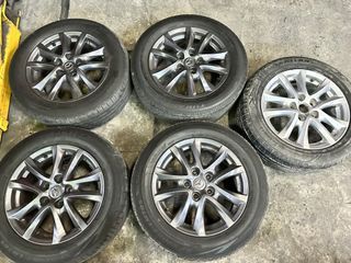 5pcs 16” Mazda 3 stock mags 5Holes pcd 114 with 205-55-r16 Used tires