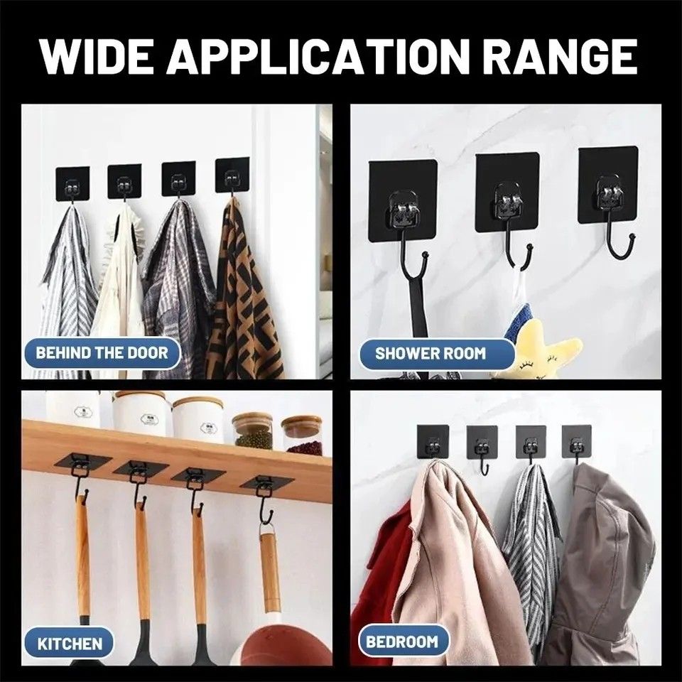 5Pcs Strong Self Adhesive Hooks Punch free Door Wall Hangers Hook for Kitchen Bathroom Home Towel Bags Storage Hanging Holder Furniture Home Living Home Improvement Organisation Home Improvement Tools...