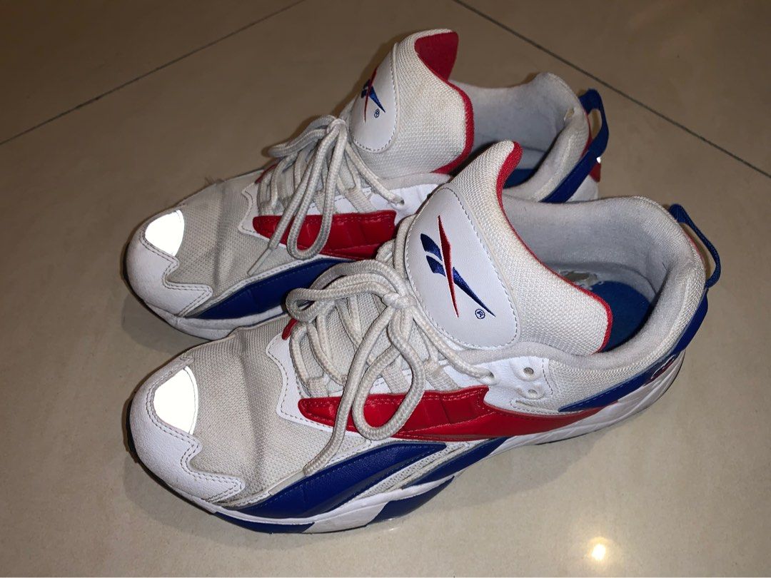 Reebok for Men Running Shoes Classic Sport Trainers Collection Color Red Blue White Size US
