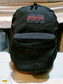 💯 Classic Jansport  genuine leather bottom backpack Made in USA Jansport made in U.S.A.