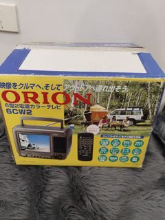 Affordable portable 6 type color tv ORION 6CW2 retro antique transistor system electrification has confirmed remote control 
power: 12 volts /universal power adaptor included  220 volts