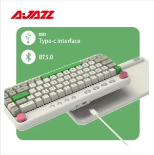 Ajazz B21 5.0 Bluetooth Mechanical Keyboard 68 Key Dual-Mode Retro Gaming Keyboard Cherry MX Switch White Backlit Ergonomic For Gaming PC Laptop