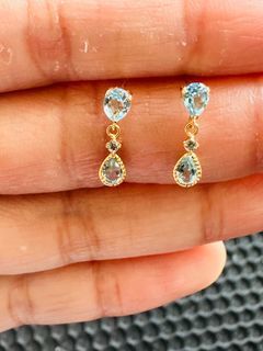 aquamarine 18k gold dainty earrings