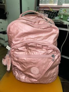Authentic Kipling Metallic Pink Large Travel Backpack