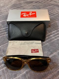 Authentic Ray-Ban New Wayfarer Sunglasses Honey  on Black with Brown Polarized Lens
