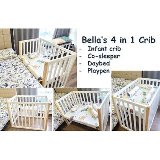BabySM Shop Wooden Crib Package with Uratex Foam, Bedsheet and Pillowset