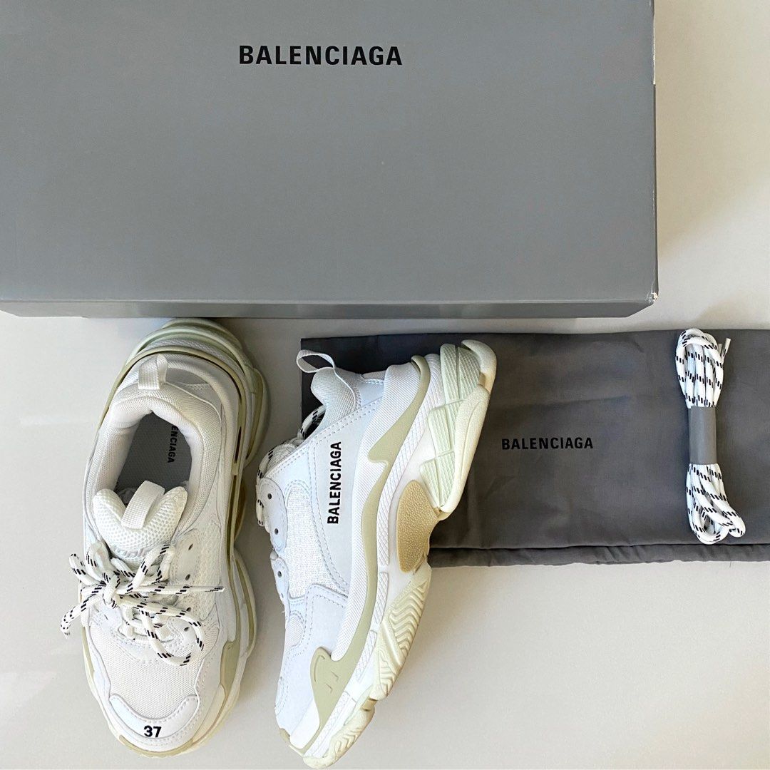 Balenciaga Triple S Sneaker in White 37 Full Set Luxury Sneakers Footwear on Carousell