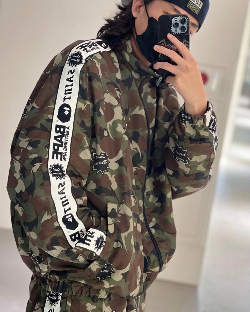BAPE X SAINT MXXXXXX CAMO TRACK JACKET, Men's Fashion, Coats