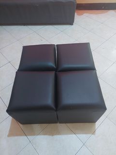 Black ottoman stools leather finish uratex foam