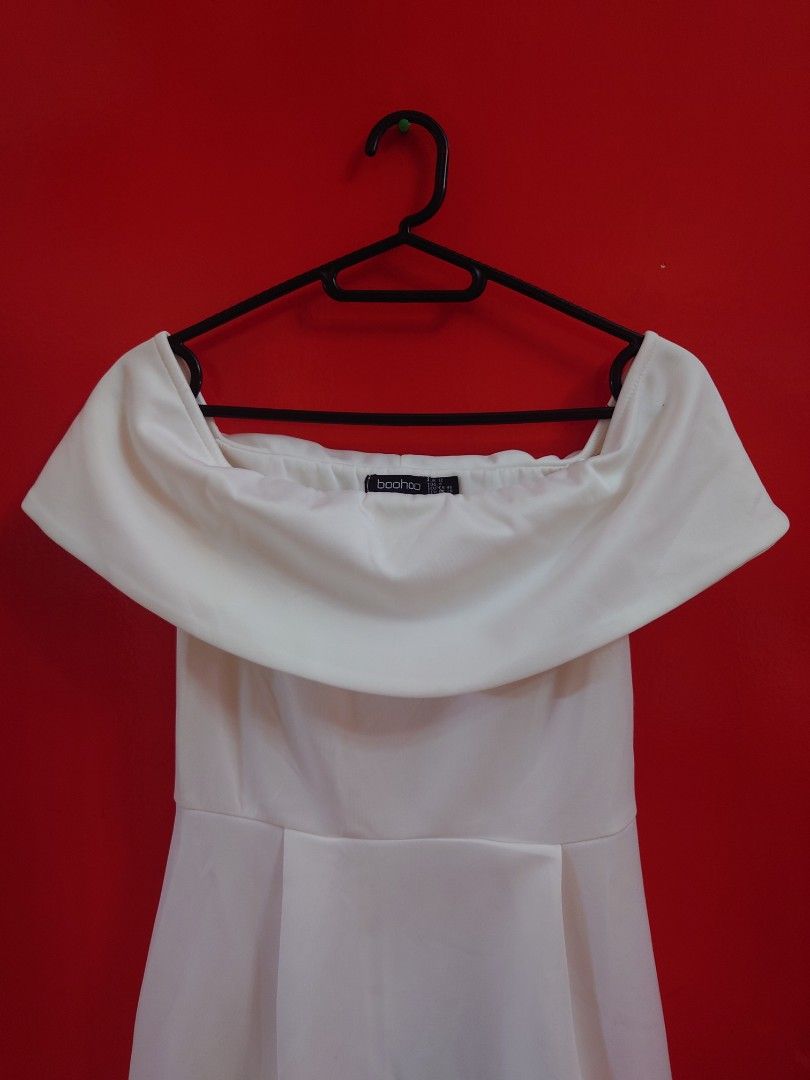 Off the shoulder dip hem skater dress shop