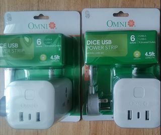 Brand New Dice USB Power Strip Extension Cord (6 Outlets: 2 USB-A, 1 USB-C, 3 Universal Outlets)