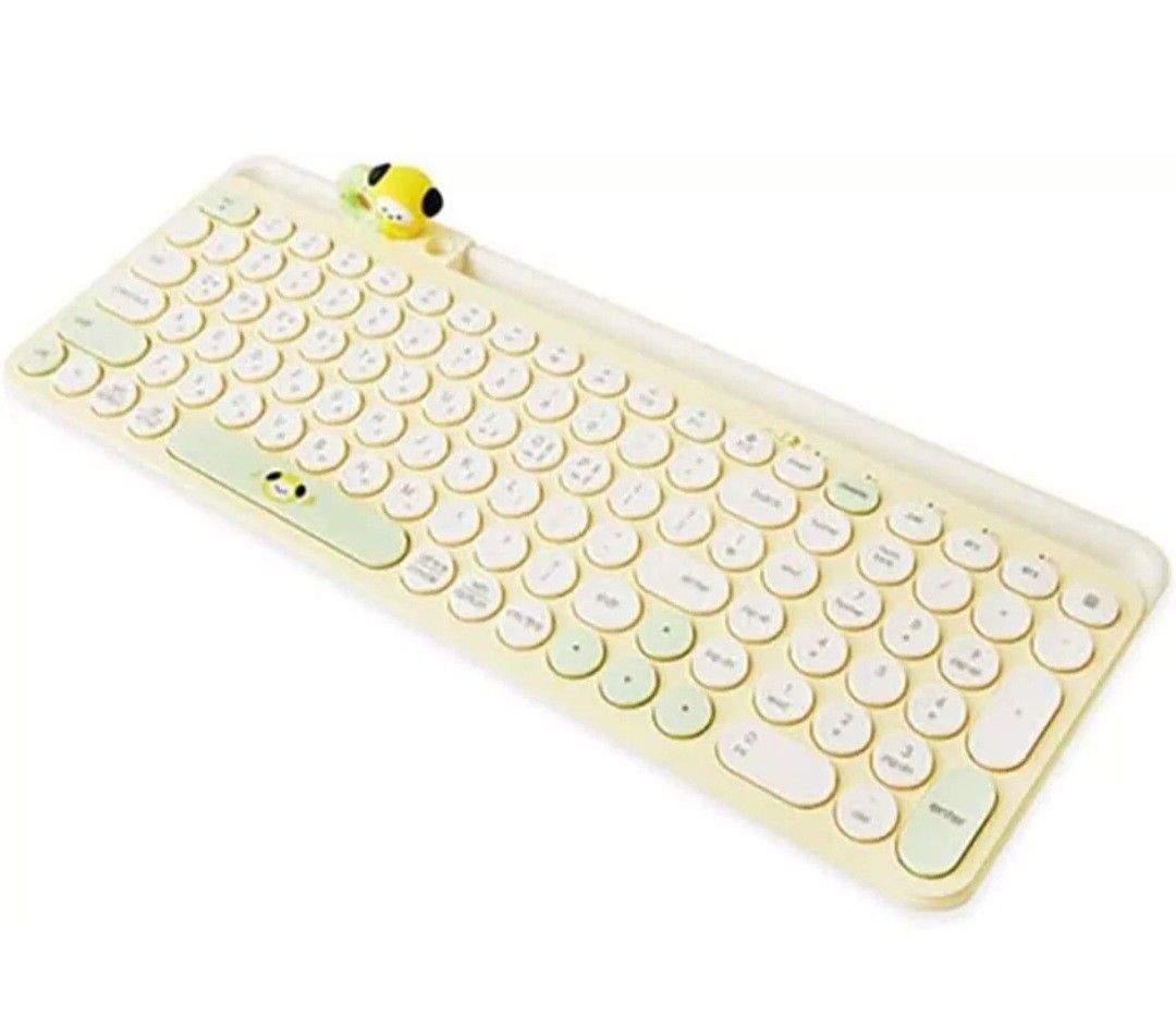 BT21 CHIMMY Minini Wireless Keyboard (Category: Computer Keyboard) located in Quezon City. Submitted by niceandfancy (Listing ID 1300773015, Image 2). Description: Size: 460*148*29mm Components : - 1 Wireless keyboard - 2 AAA Battery - 1 Manual - 1 Nano receiver - 1 Keyskin (Key cover) - 1 Figure holder Material: ABS How to use - Connect 2.4GHz 1) Open the cover, insert a AAA battery and turn on the power button. 2) Connect the receiver to the PC