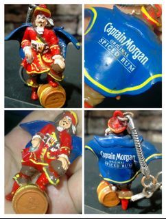 Captain Morgan Original Spiced Rum Keychain Collectible Old Vintage Keyring Memorabilia Rubber Hard Plastic Collector Key Chain Charm Pendant Key Ring Collection Retro Classic Figurine