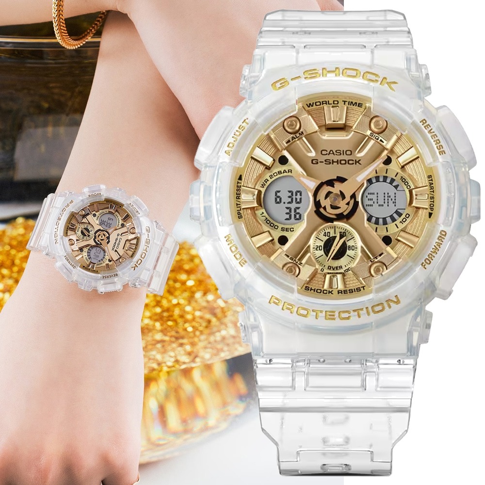 Casio G Shock GMA S110SG 7A Gold Tone Transparent Design Analog Digital Ladies Fashion Sport Watch GMA S110S Women s Fashion Watches Accessories Watches on Carousell
