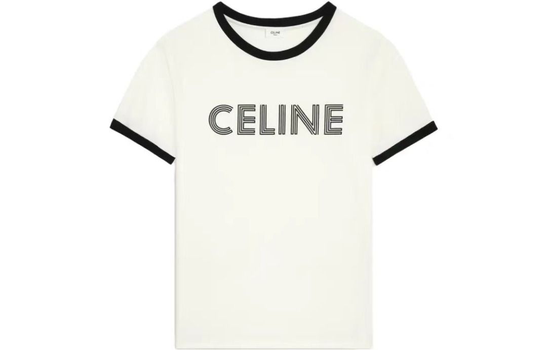 white t shirt with black border