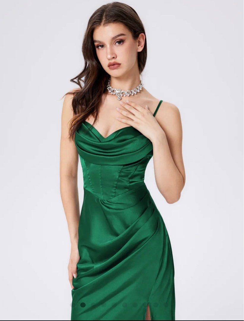 cider green corset dress Ladivine CD269 - Sheer Corset Classic Prom Dress 2 / Marigold