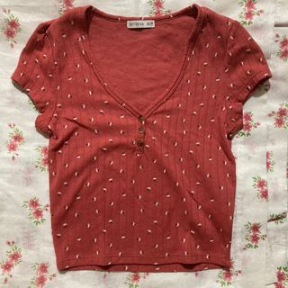 coquette cotton on red floral top